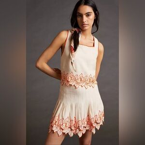NWT Anthropologie Embroidered Skirt/Top Set Size 6